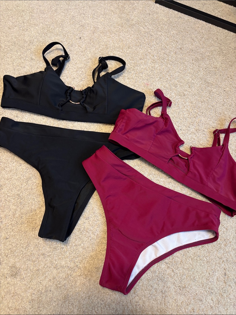 Women’s Black & Berry Two-Piece Swim Set